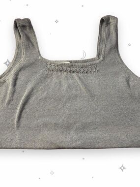 Vintage 90s Northern Isles Gray Linen Cotton Embroidered Knit Tank XL